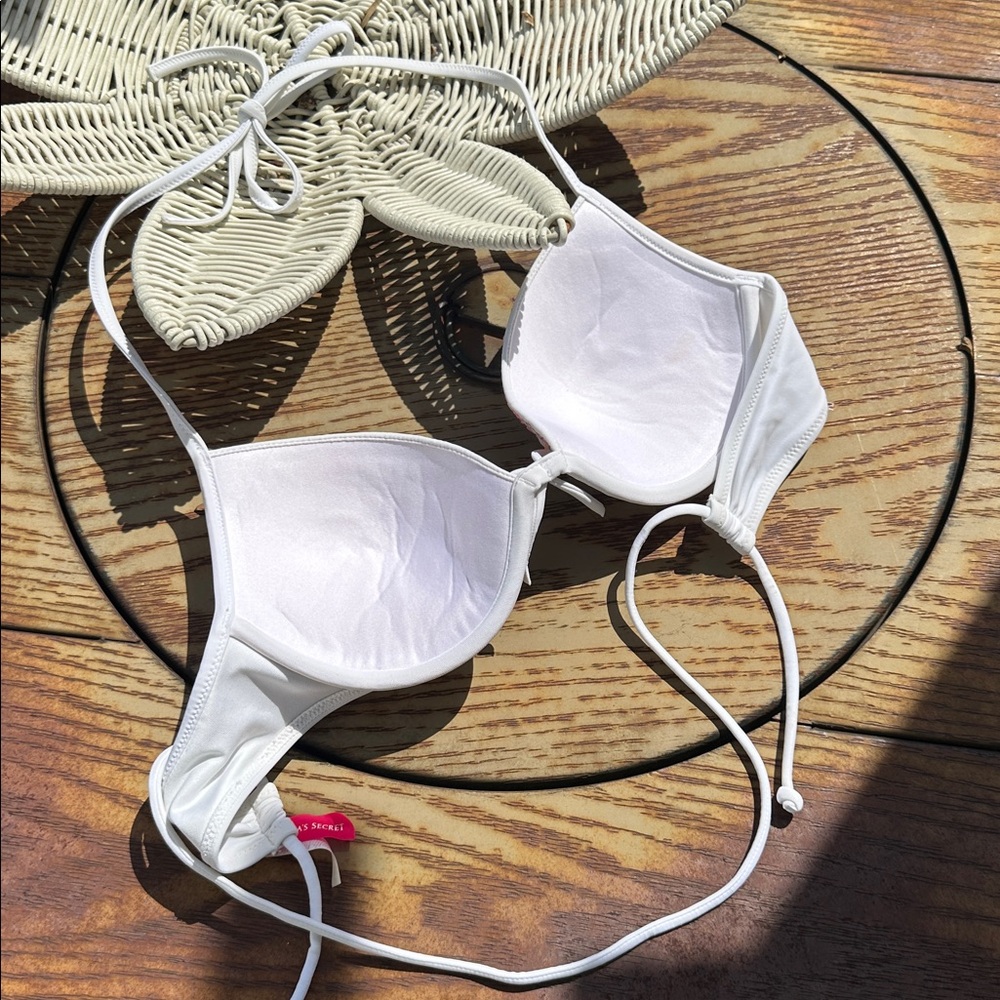 Vintage Victoria's Secret White Sequin Halter Bikini Top - Picture 7 of 7